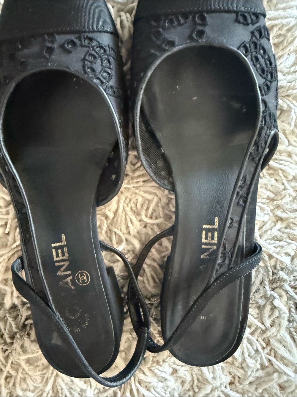 CHANEL Black Slingback Flats size 39.5